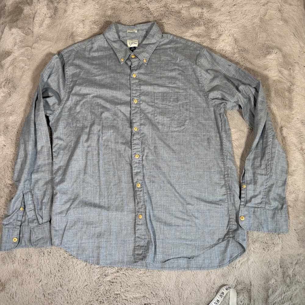 J. Crew Slim Fit Button‎ Down Shirt Plaid Long Sleeve Cotton XL